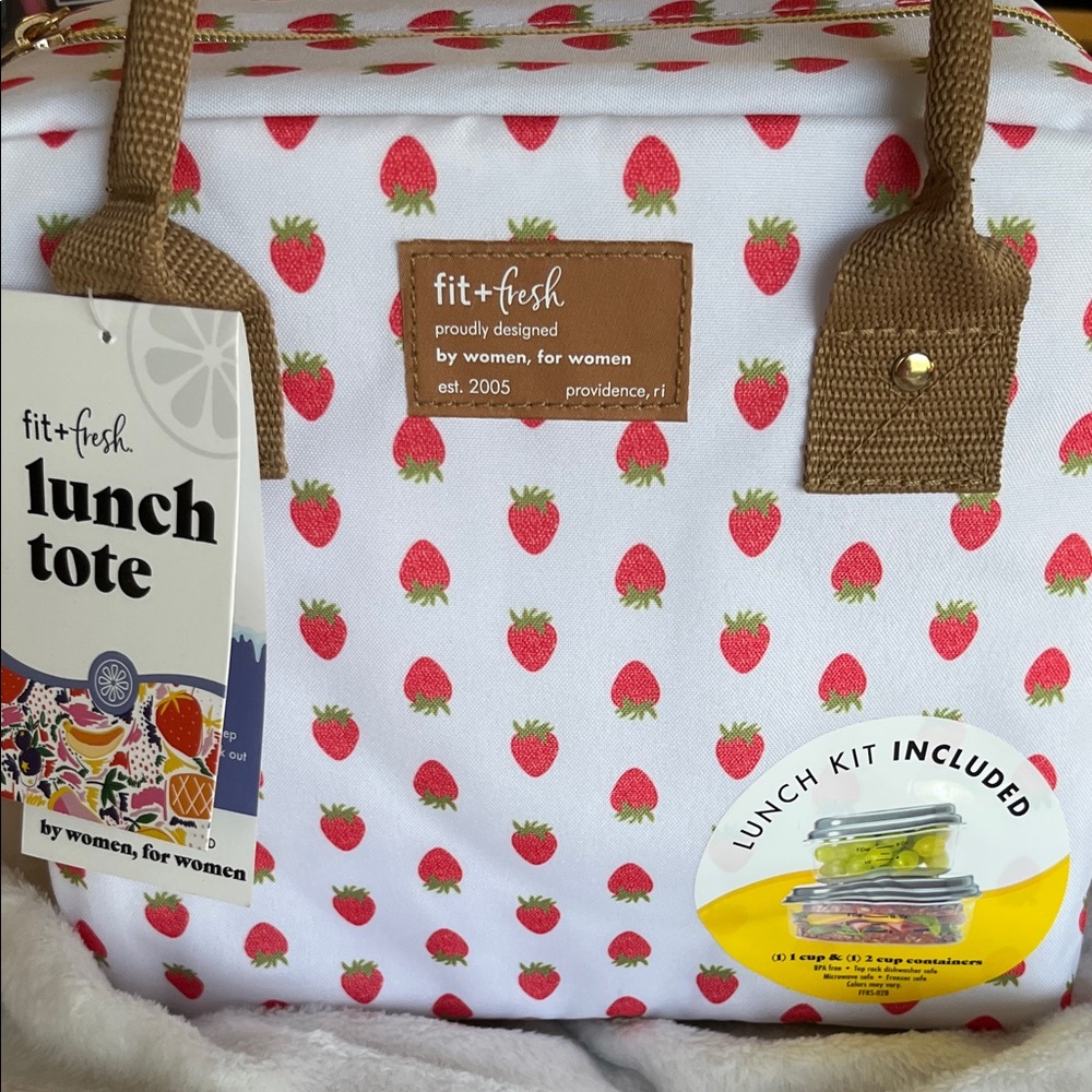 Fit + Fresh Strawberry Print Lunch Tote